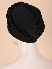 Gorro estilo bonete para cabello con detalle de trenzado, turbante - Negro - Ver 2