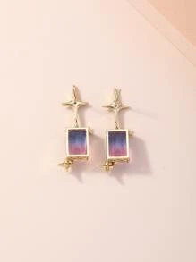 Pendientes largos con diseño geométrico