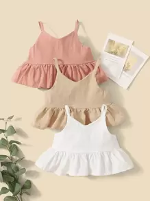 Baby Girl 3pcs Ruffle Hem Cami Top - Multicolor - View 1