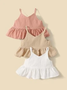 Baby Girl 3pcs Ruffle Hem Cami Top - Multicolor - View 6