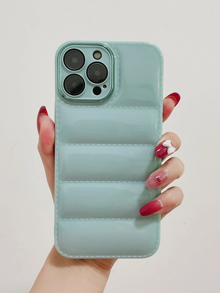 Solid Puffer Phone Case - Green - View 1