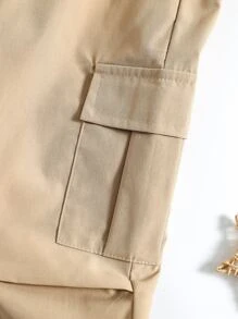 SHEIN Toddler Boys Flap Pocket Cargo Trousers - Khaki - View 4