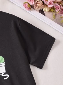 Girls Plants & Letter Graphic PJ Set - Multicolor - View 3