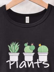 Girls Plants & Letter Graphic PJ Set - Multicolor - View 5