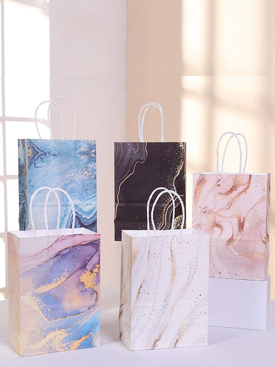 12入組大理石紋樣式隨機禮品袋 - 彩色 - 查看 1