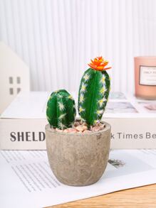 1 pieza artificial maceta cactus - Verde - Ver 4