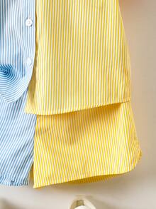 Toddler Girls Colourblock & Striped Pocket Front Top & Shorts - Multicolor - View 5