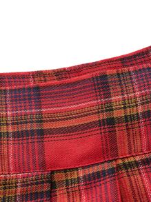 Váy Pleated kẻ sọc Đỏ Phong cách Campus - Đỏ - Xem 6