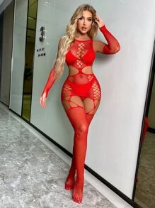 ChaseTheNight Mesh Hollow Out Bodystocking Without Lingerie Bridallingerie