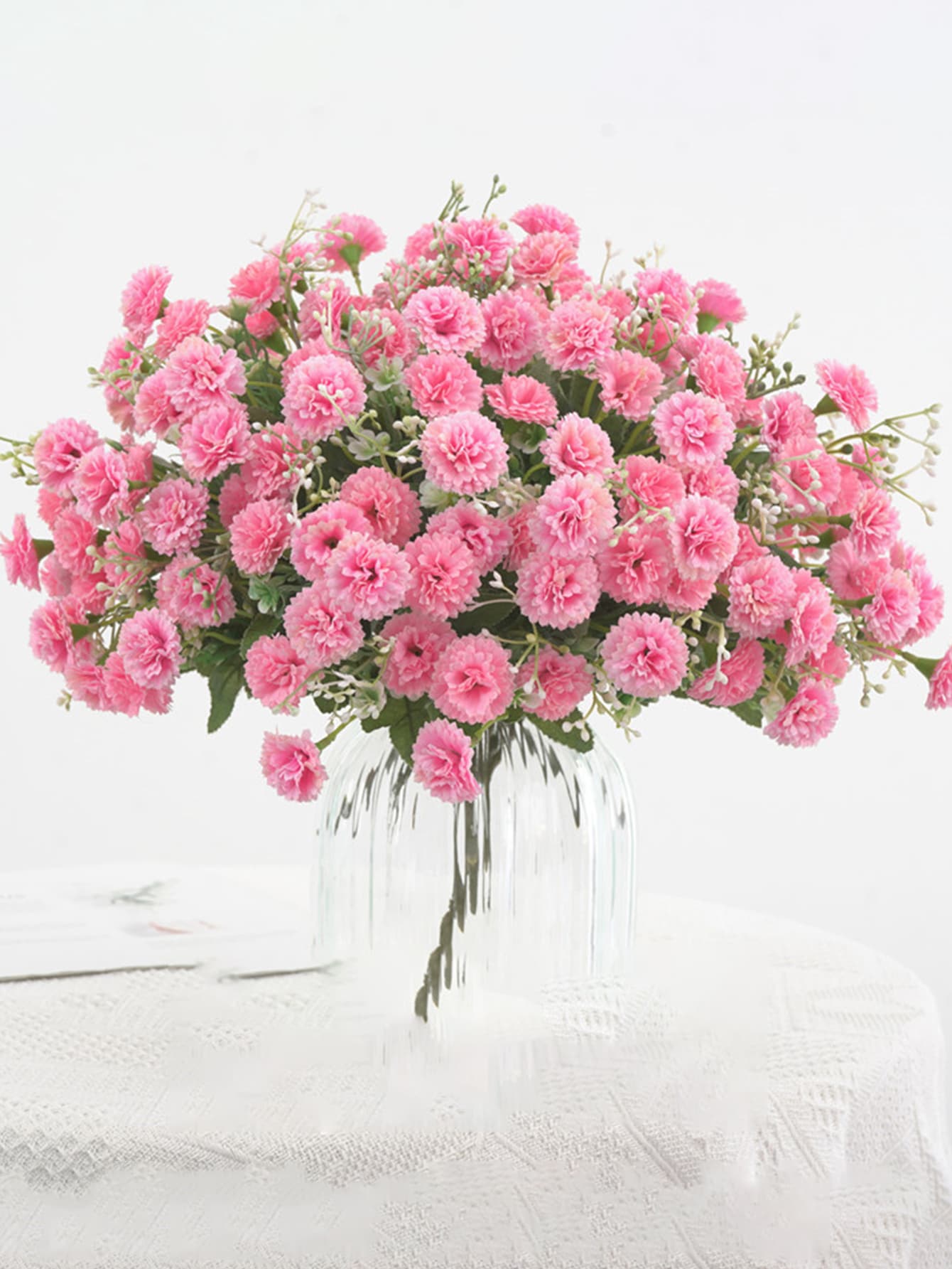 1 件/3 件人造花丝绸康乃馨新娘花束假植物房间装饰秋季装饰假花花园秋季装饰中心装饰花瓶家居新年装饰户外花园婚礼花束客厅 DIY 糖果盒花环假植物家居用品 - 彩色 - 查看 1