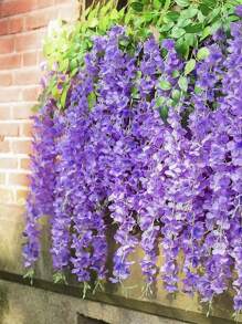 1 pieza Flor artificial romántico poliéster Guirnalda de flores artificiales para Decoración - Morado - Ver 1