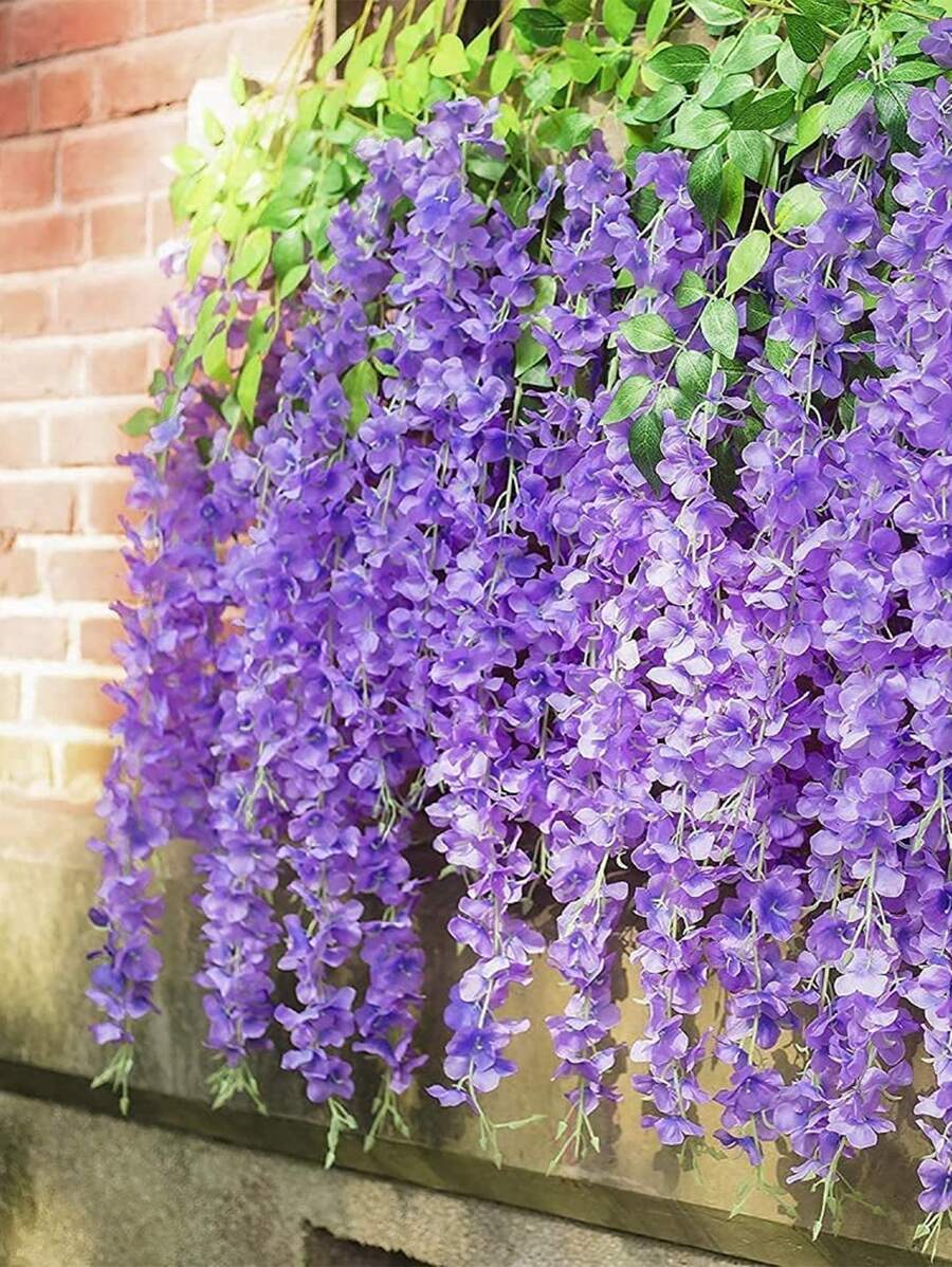 1 pieza Flor artificial romántico poliéster Guirnalda de flores artificiales para Decoración - Morado - Ver 1
