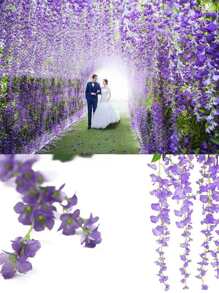 1 pieza Flor artificial romántico poliéster Guirnalda de flores artificiales para Decoración - Morado - Ver 4