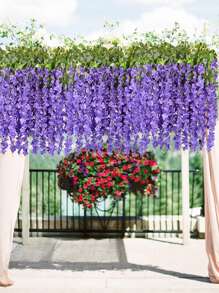 1 pieza Flor artificial romántico poliéster Guirnalda de flores artificiales para Decoración - Morado - Ver 6