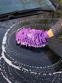 Plush Car Wash Mitt - Purple - View 2