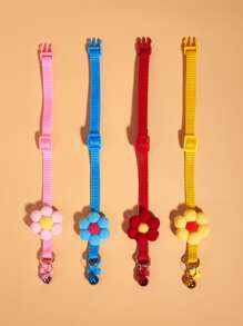 1pc Random Color Floral Decor Pet Necklace - Multicolor - View 1