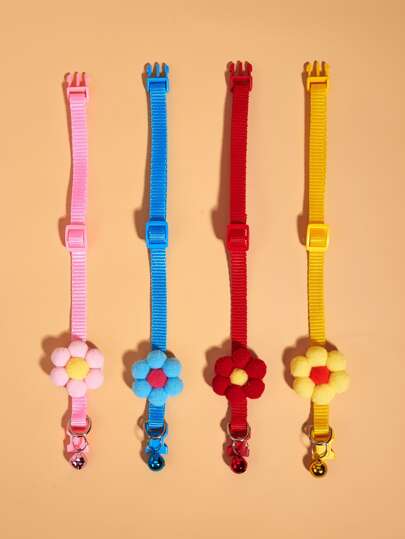 1 pièce Collier pour animaux de compagnie de couleur aléatoire à fleur