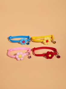 1pc Random Color Floral Decor Pet Necklace - Multicolor - View 2