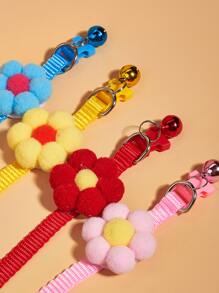1pc Random Color Floral Decor Pet Necklace - Multicolor - View 3