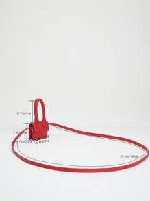 Mini Crocodile Embossed Square Bag - Burgundy - View 6