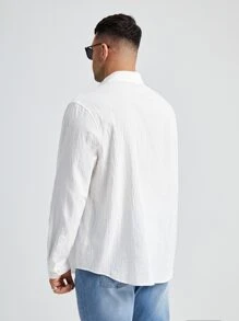 Manfinity VCAY Nam Áo sơ mi Bông Chất rắn Thả vai - trắng - Xem 2