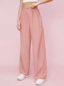 Muchica Pantaloni solidi cu fermoar cu picior drept