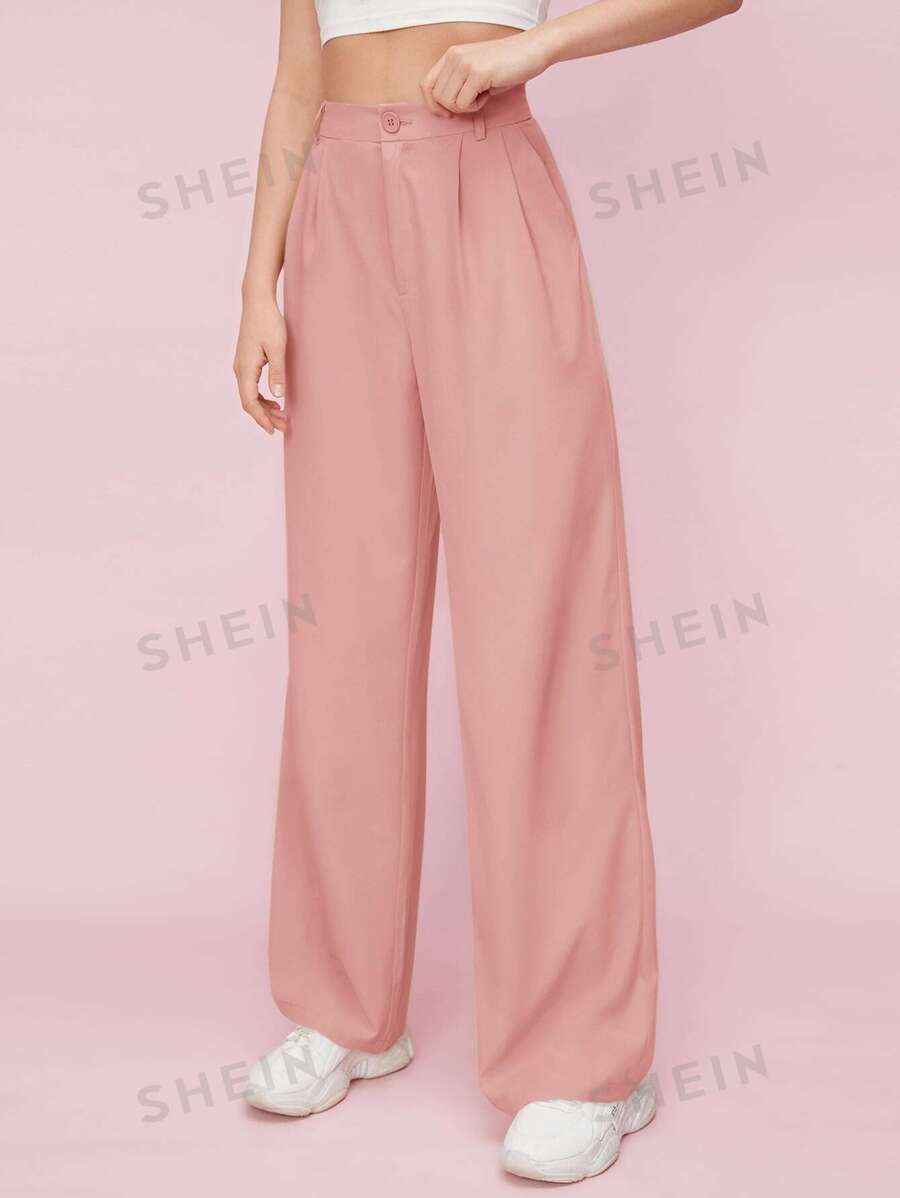 Muchica Pantaloni solidi cu fermoar cu picior drept