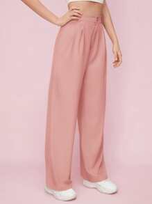 Muchica Pantaloni solidi cu fermoar cu picior drept