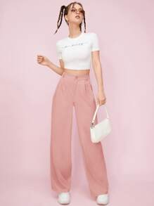 Muchica Pantaloni solidi cu fermoar cu picior drept