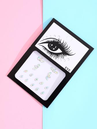 1 hoja Pegatina de tatuaje de ojo con diseño de diamante de imitación