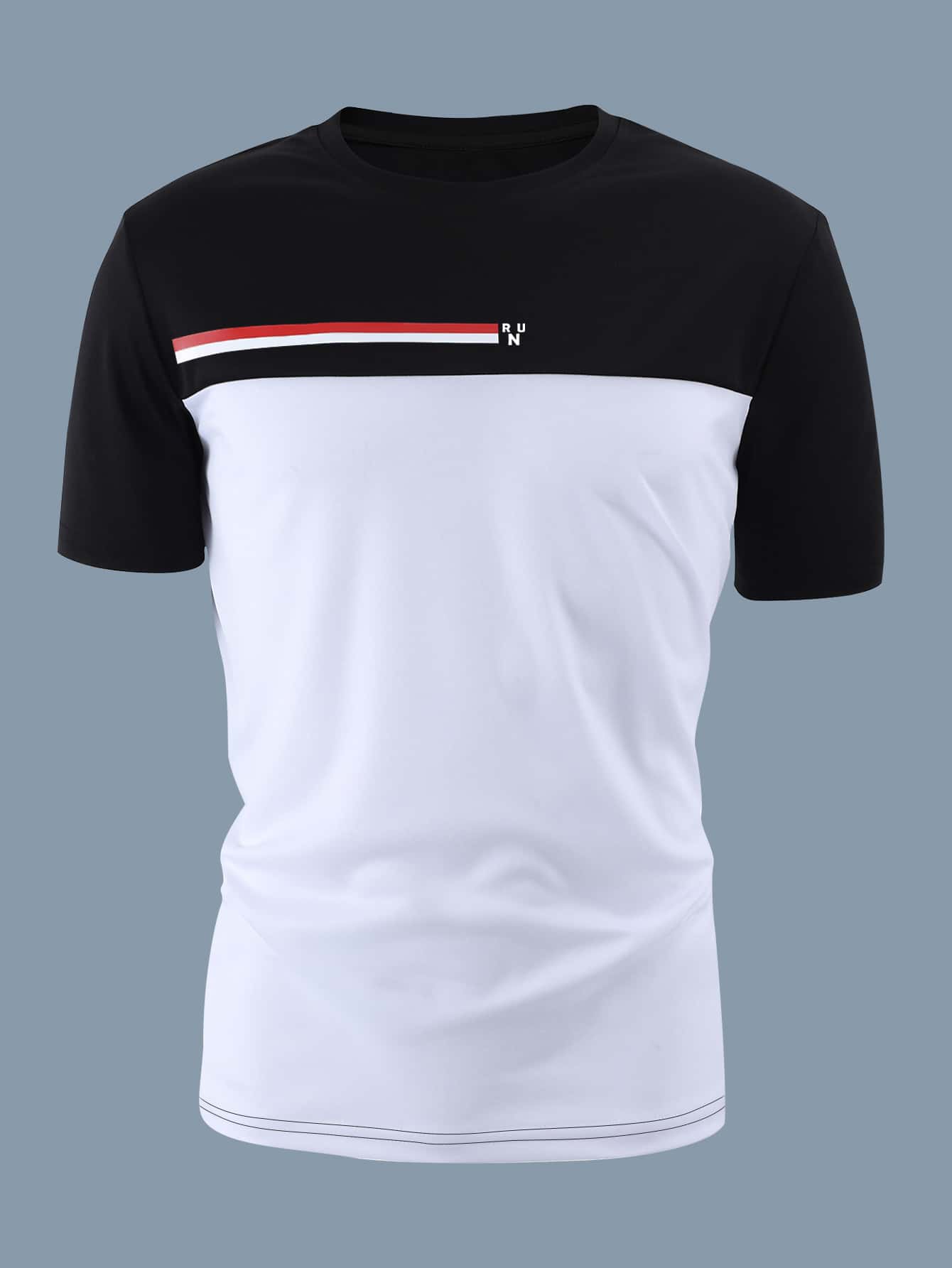 Manfinity Homme Hombres Camiseta con estampado de letra y rayas - Blanco y Negro - Ver 1