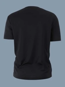 Manfinity Homme Hombres Camiseta con estampado de letra y rayas - Blanco y Negro - Ver 2