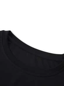 Manfinity Homme Hombres Camiseta con estampado de letra y rayas - Blanco y Negro - Ver 5