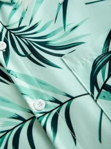 Manfinity RSRT Men Tropical Print One Pocket Front Shirt Without Tee - Mint Green - View 4