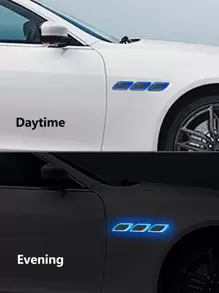 6 pièces Autocollant d'avertissement de sécurité en fibre de carbone réfléchissant pour voiture