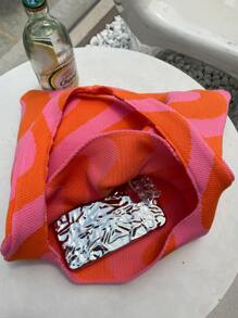 波浪條紋圖案鉤針編織袋 - 彩色 - 查看 6