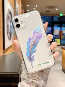 Ốp điện thoại trong suốt họa tiết lông vũ, phiên bản quốc tế, không phải phiên bản nội địa. - Nhiều màu - Xem 1