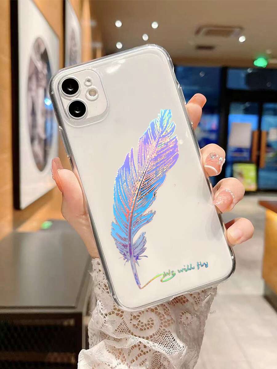 Ốp điện thoại trong suốt họa tiết lông vũ, phiên bản quốc tế, không phải phiên bản nội địa. - Nhiều màu - Xem 1