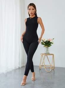 SHEIN PETITE Đơn vị Nữ Dây kéo màu trơn - màu đen - Xem 3