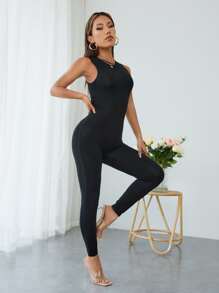 SHEIN PETITE Đơn vị Nữ Dây kéo màu trơn - màu đen - Xem 4