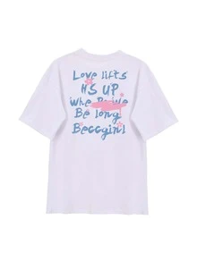Slogan Pattern Tee - White - View 4