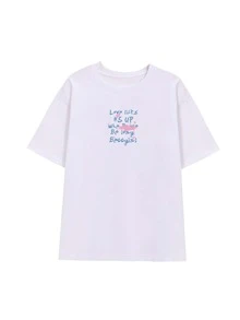 Slogan Pattern Tee - White - View 3