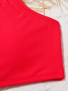 SHEIN Conjunto de bikini liso para niña preadolescente, playa de verano