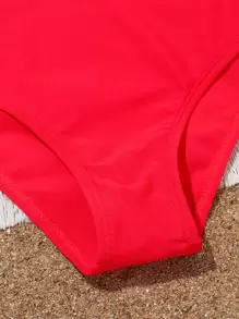 SHEIN Conjunto de bikini liso para niña preadolescente, playa de verano