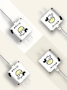 1sheet Cartoon Graphic Charging Head & Data Cable Sticker - Black and White - View 7