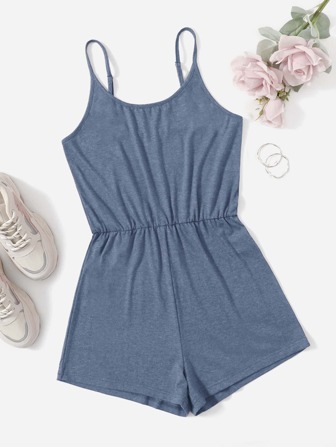 Plus Solid Cami Sleep Romper