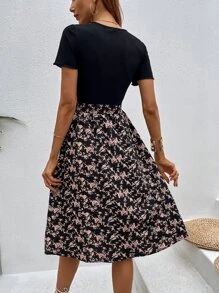 SHEIN LUNE Đầm Maxi Thắt Lưng In Hoa Trang Phục Nữ - Nhiều màu - Xem 2