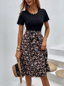 SHEIN LUNE Đầm Maxi Thắt Lưng In Hoa Trang Phục Nữ - Nhiều màu - Xem 6