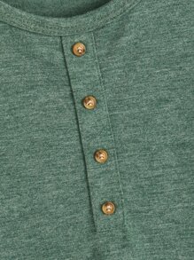 SHEIN 男孩前紐扣素色T恤