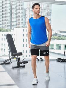 Manfinity Athleisure Manfinity Athleisure Boyfriend Style Men Letter Graphic Colorblock Drawstring Waist Sports Stretchy Shorts Summer Shorts Baggy Shorts Boyfriend Style Men Joggers Jersey Boyfriend Style Men